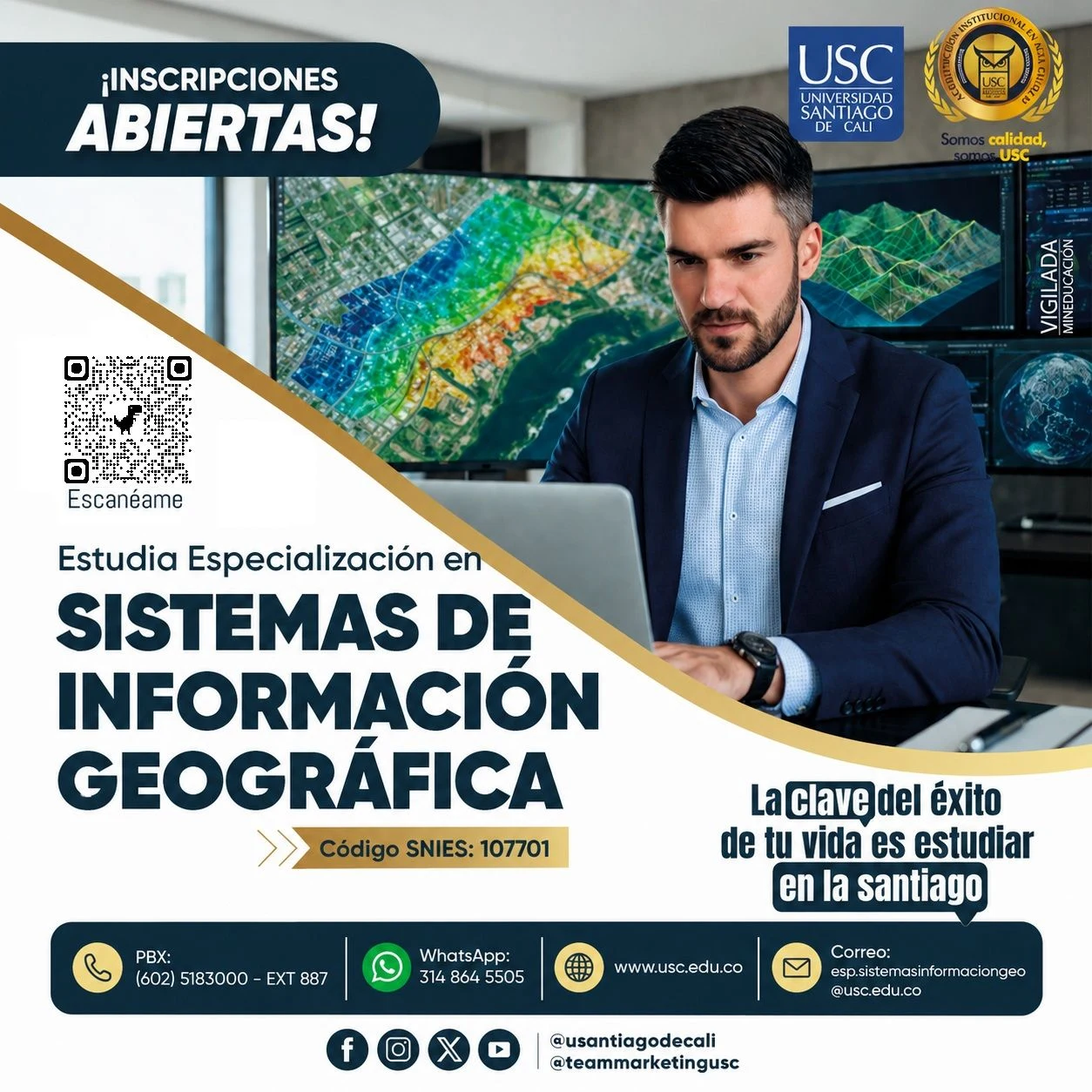 Servicio en Cali: Especialización en Sistemas de Información Geográfica USC — Colombia Move