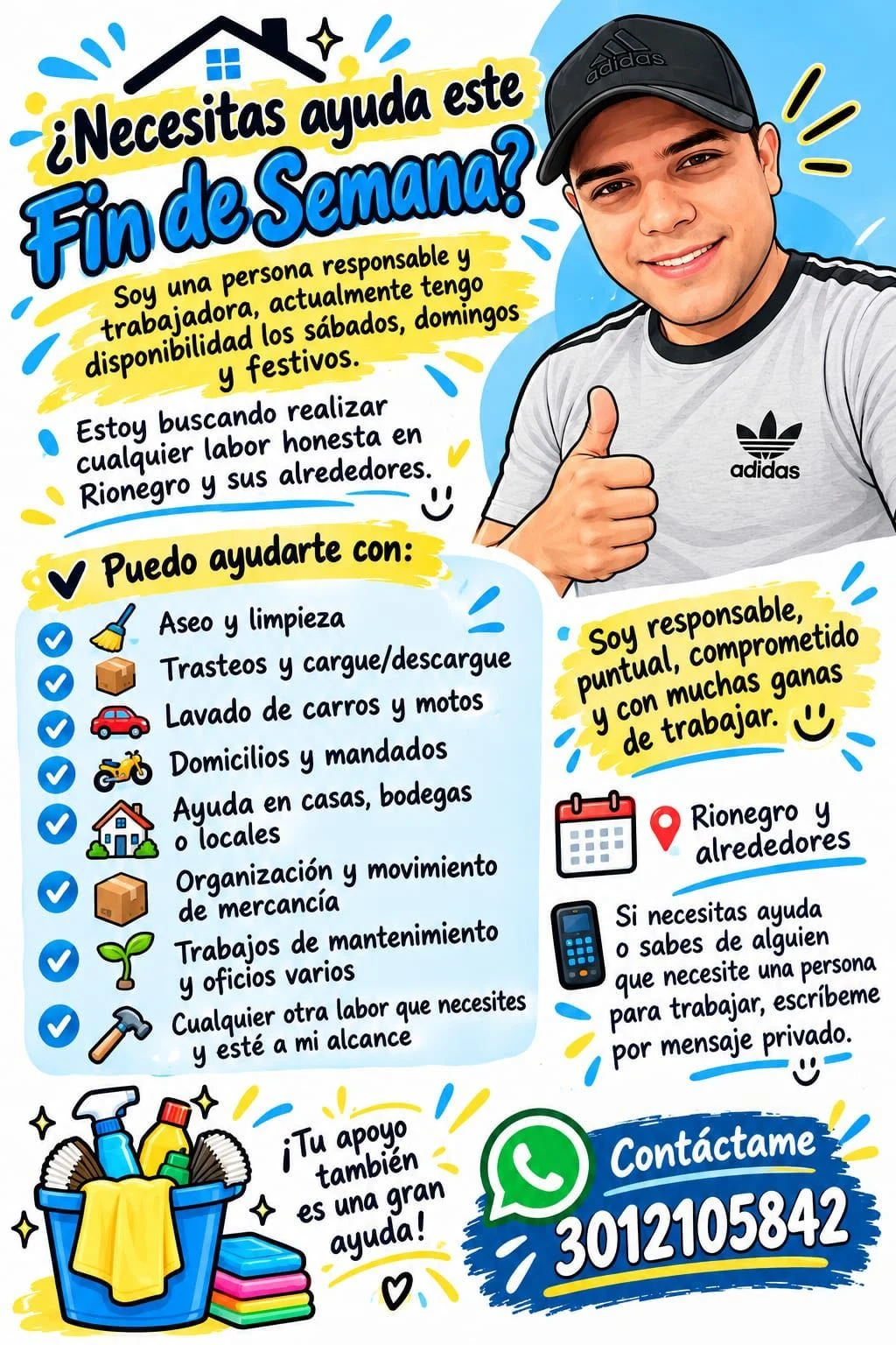 Servicio en Rionegro, Antioquia: Jair Vargas ofrece Limpieza en Rionegro, Antioquia — Colombia Move