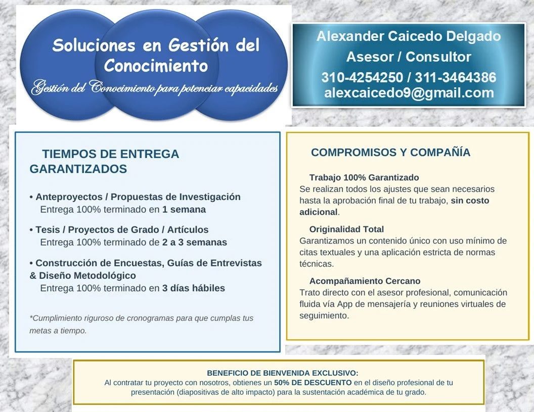 Servicio en Cali: Asesoría anteproyectos, monografias, tesis, artículos y proyectos de grado — Colombia Move