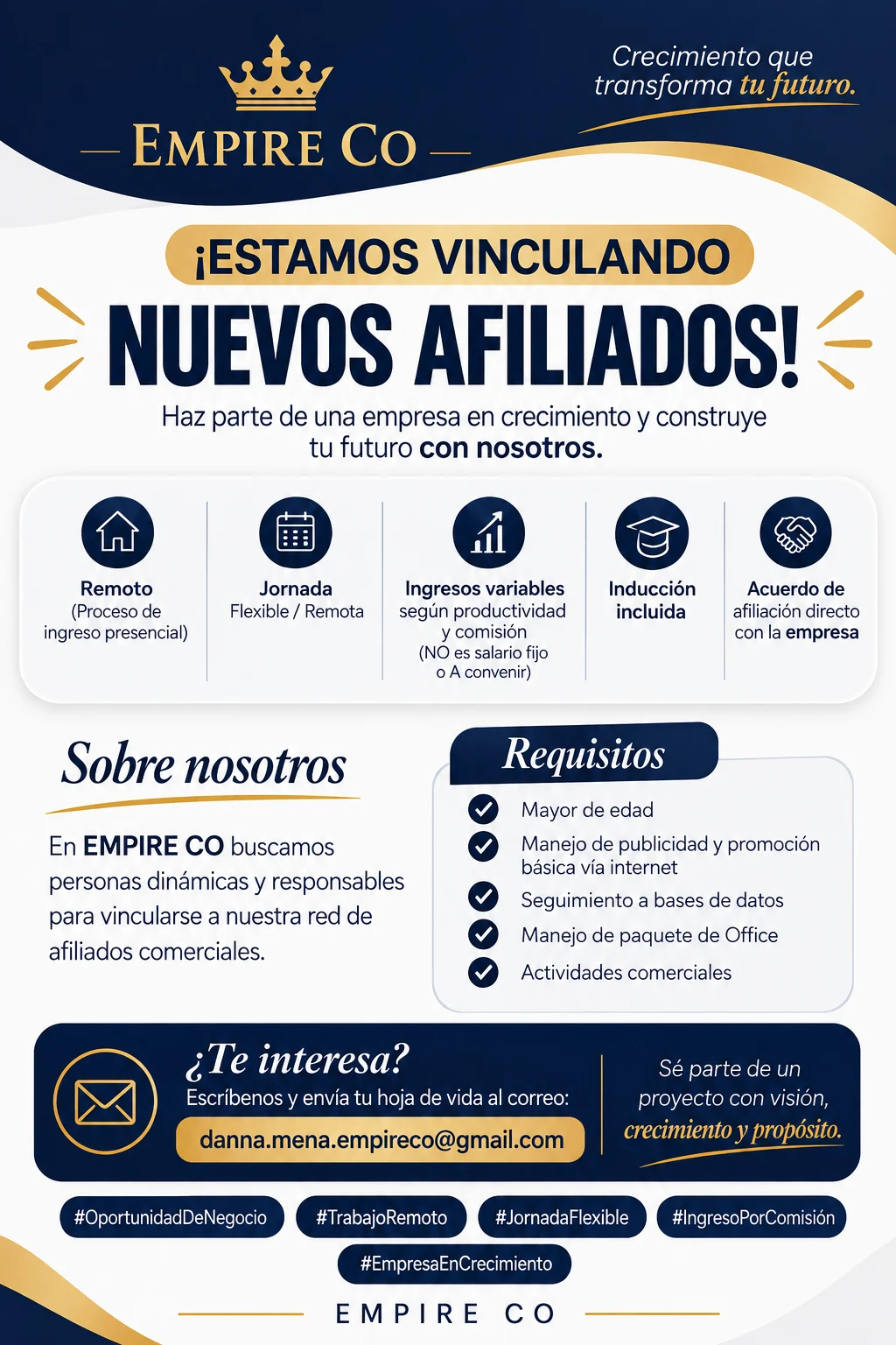 Oferta de empleo comerciales en Empire Co