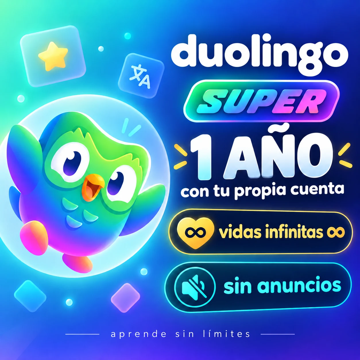 Servicio: Duolingo Super 1 Año Licencia Original — Colombia Move