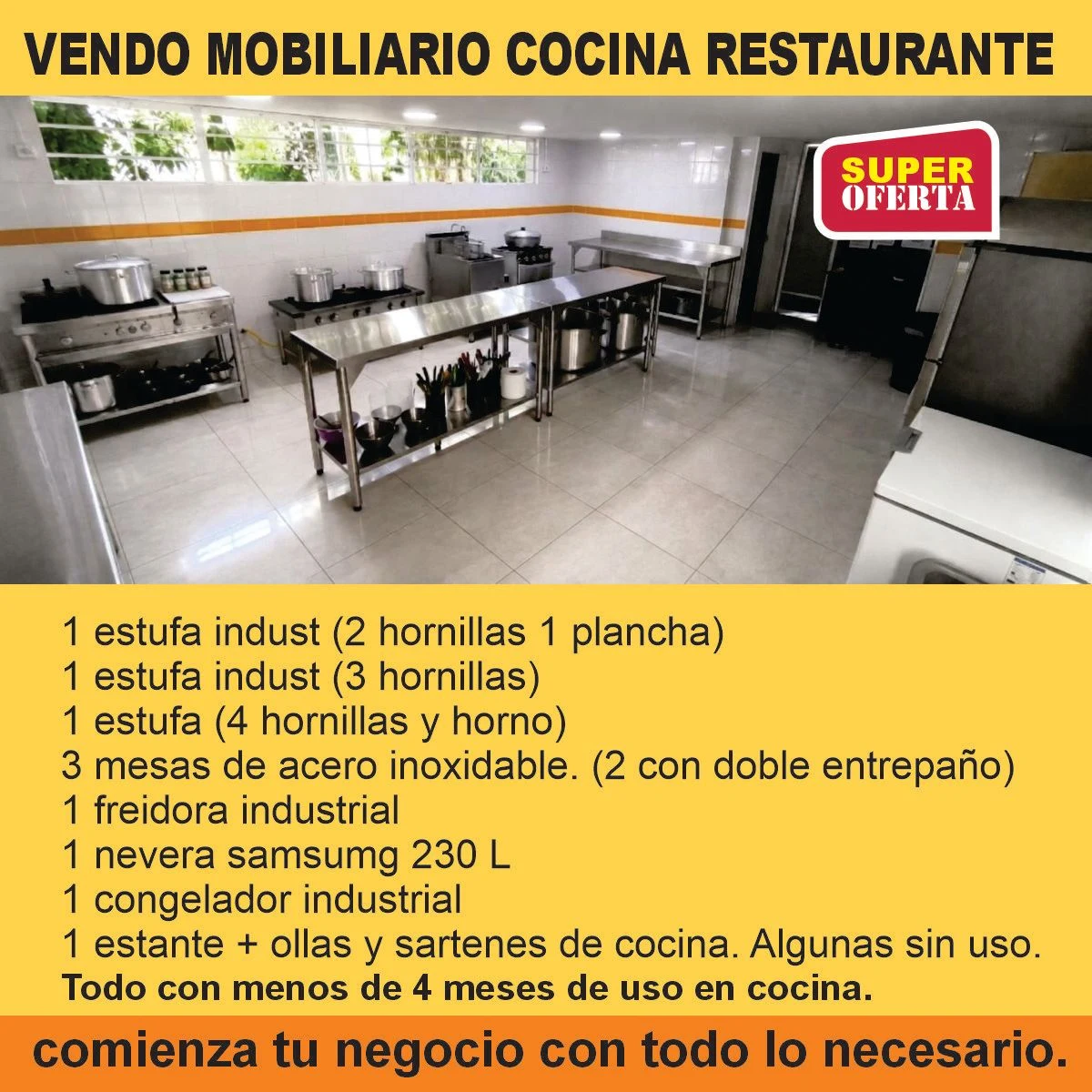 Venta de cocina y comedor en Bucaramanga: Mobiliario de cocina industrial para restaurante — Colombia Move