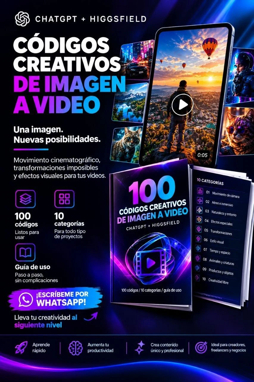 Audio & Video for Sale in Cartagena: 100 creative image-to-video codes (ChatGPT + Higgsfield) — Colombia Move