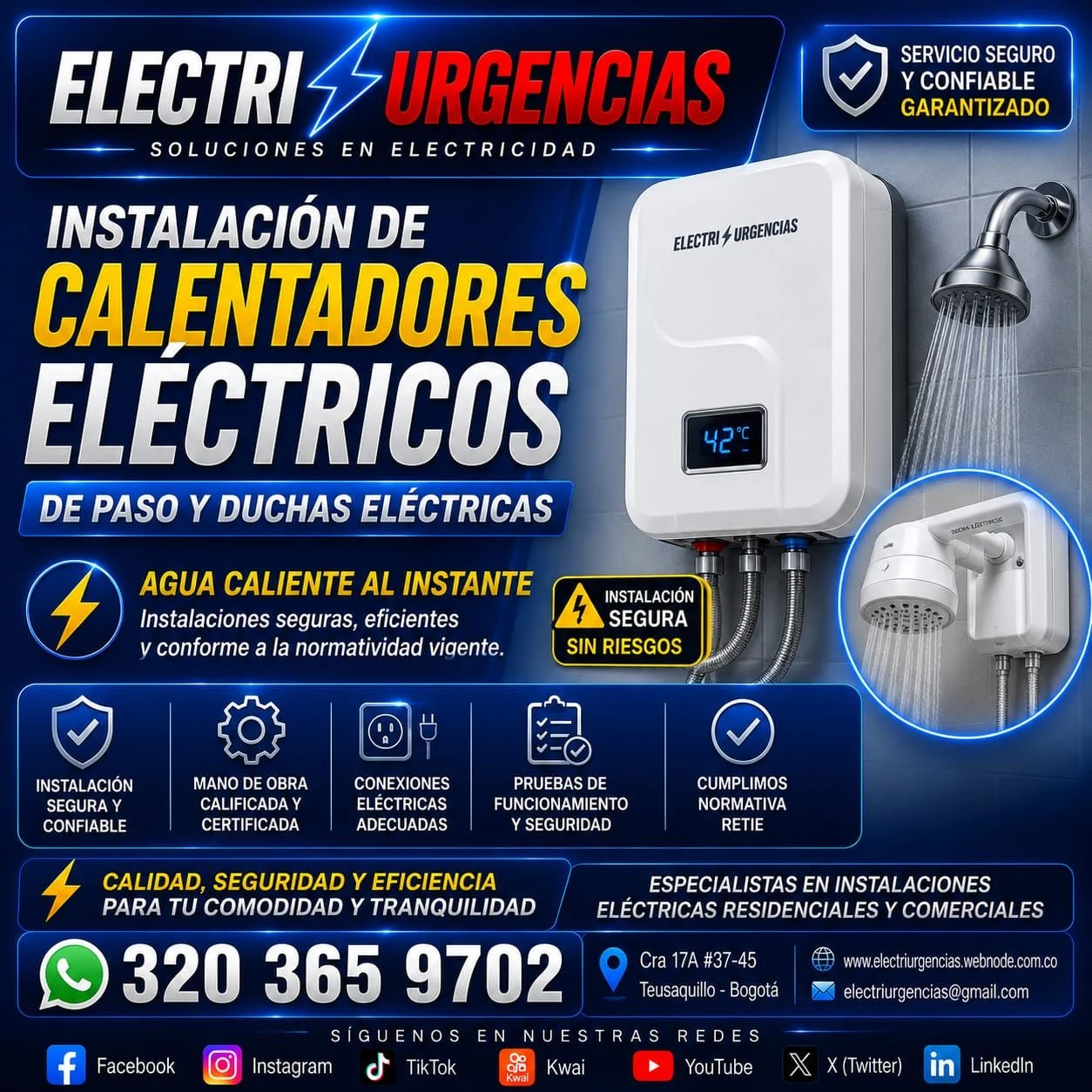 Servicio en Chapinero, Bogotá: Servicio de instalacion de calentadores electricos y duchas en Bogota — Colombia Move