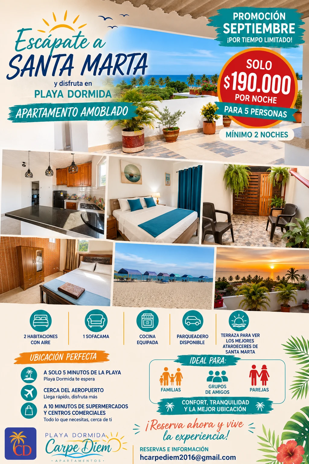 Apartamento amoblado en Santa Marta para alquiler temporal