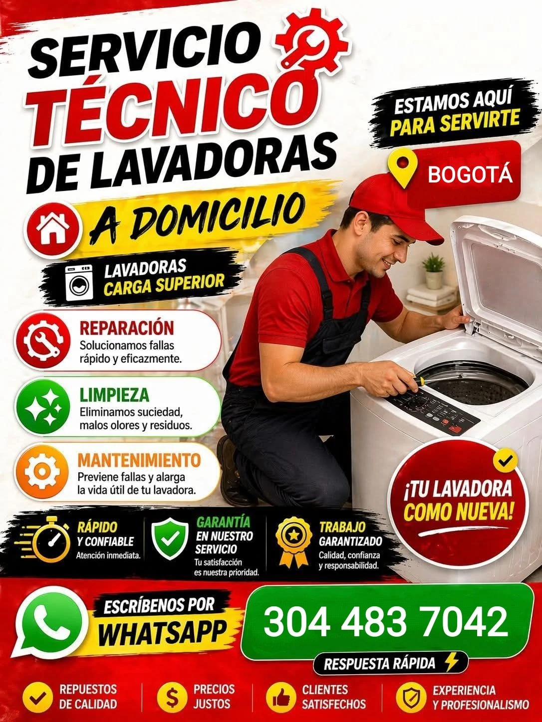 Servicio en Bogotá: REPARACIÓN DE LAVADORAS 304 483 70 42 LA FLORESTA • UNICENTRO • ALHAMBRA — Colombia Move